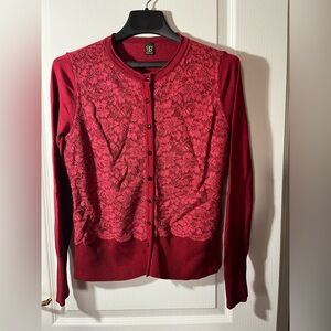 Basler Germany Cherry Red Lace Women's Sweater